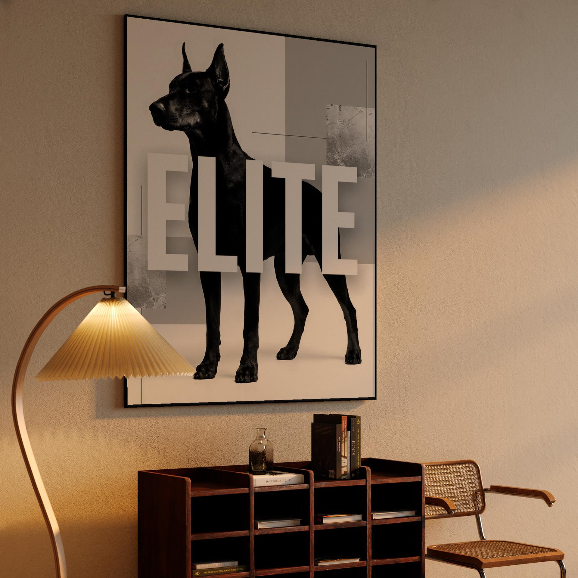 Elite Doberman: Minimalist Geometric Collage