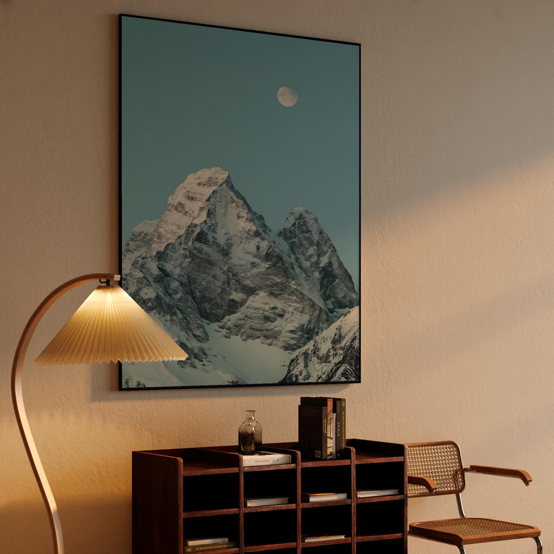 Moon Over Snowy Summit