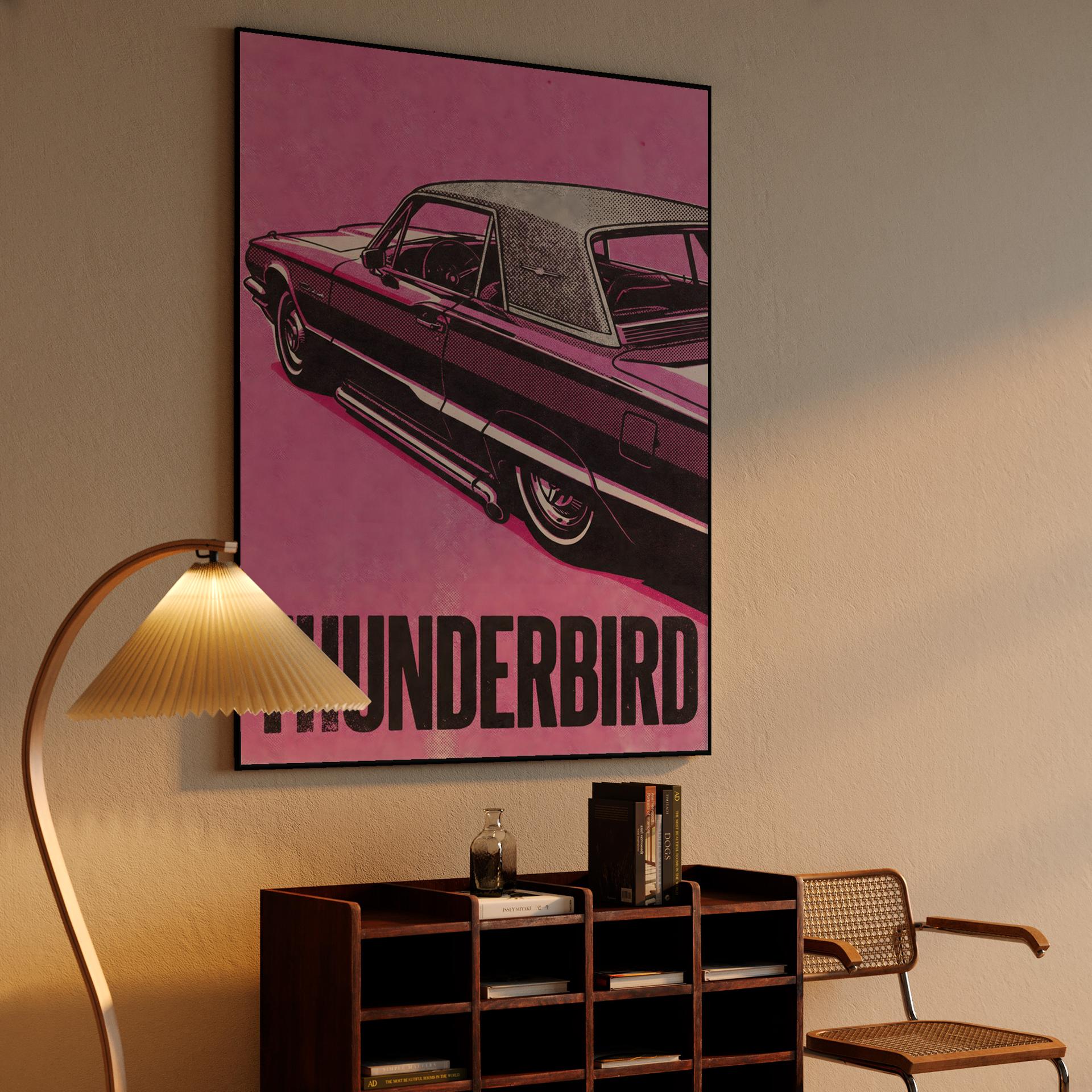 Pink Thunderbird Retro Poster