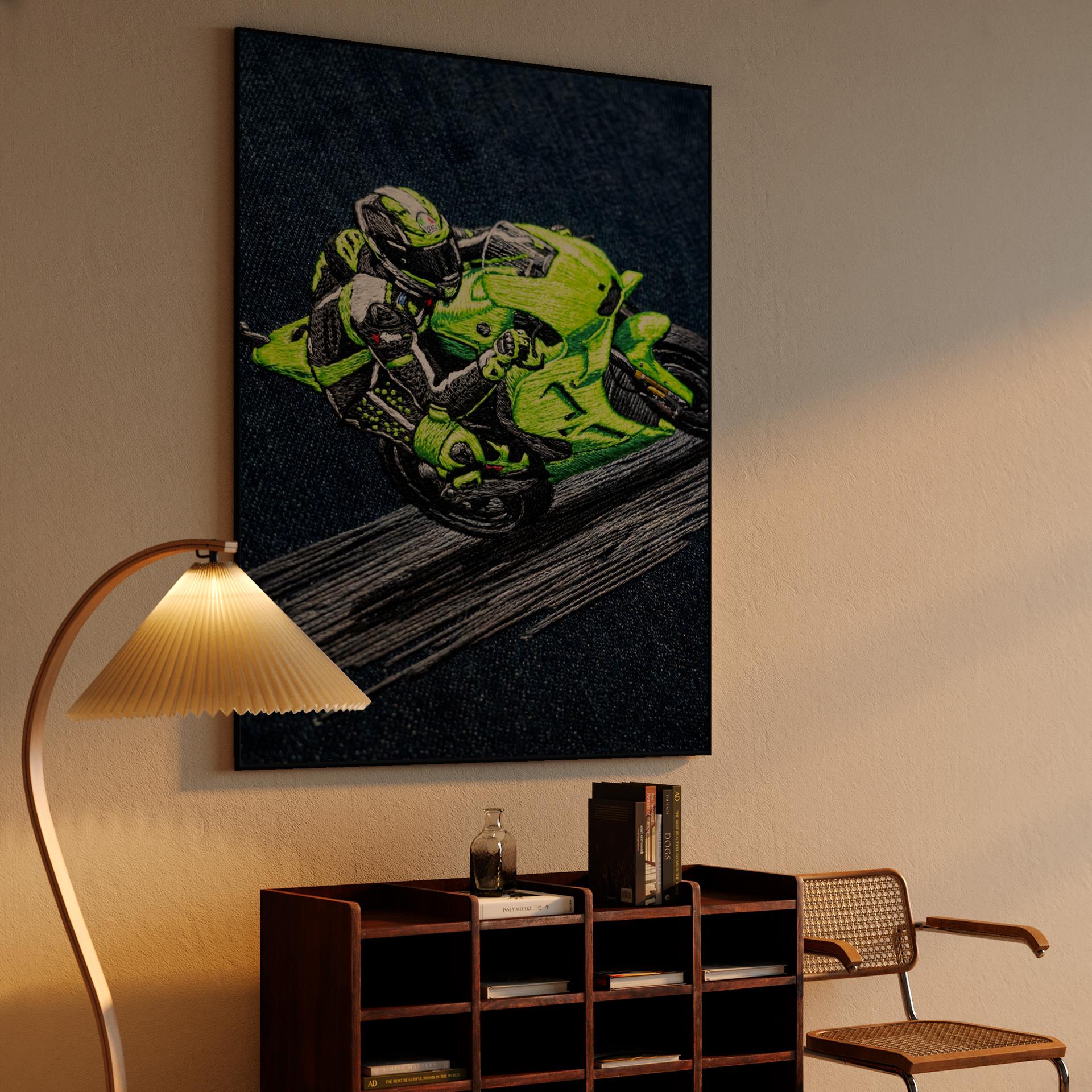 Neon Velocity: Hand-Stitched Sportbike Action
