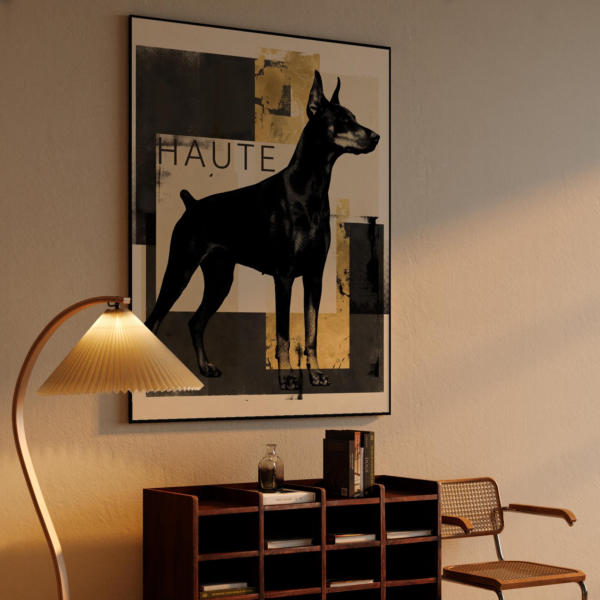 Haute Doberman: Modern Mixed Media Portrait