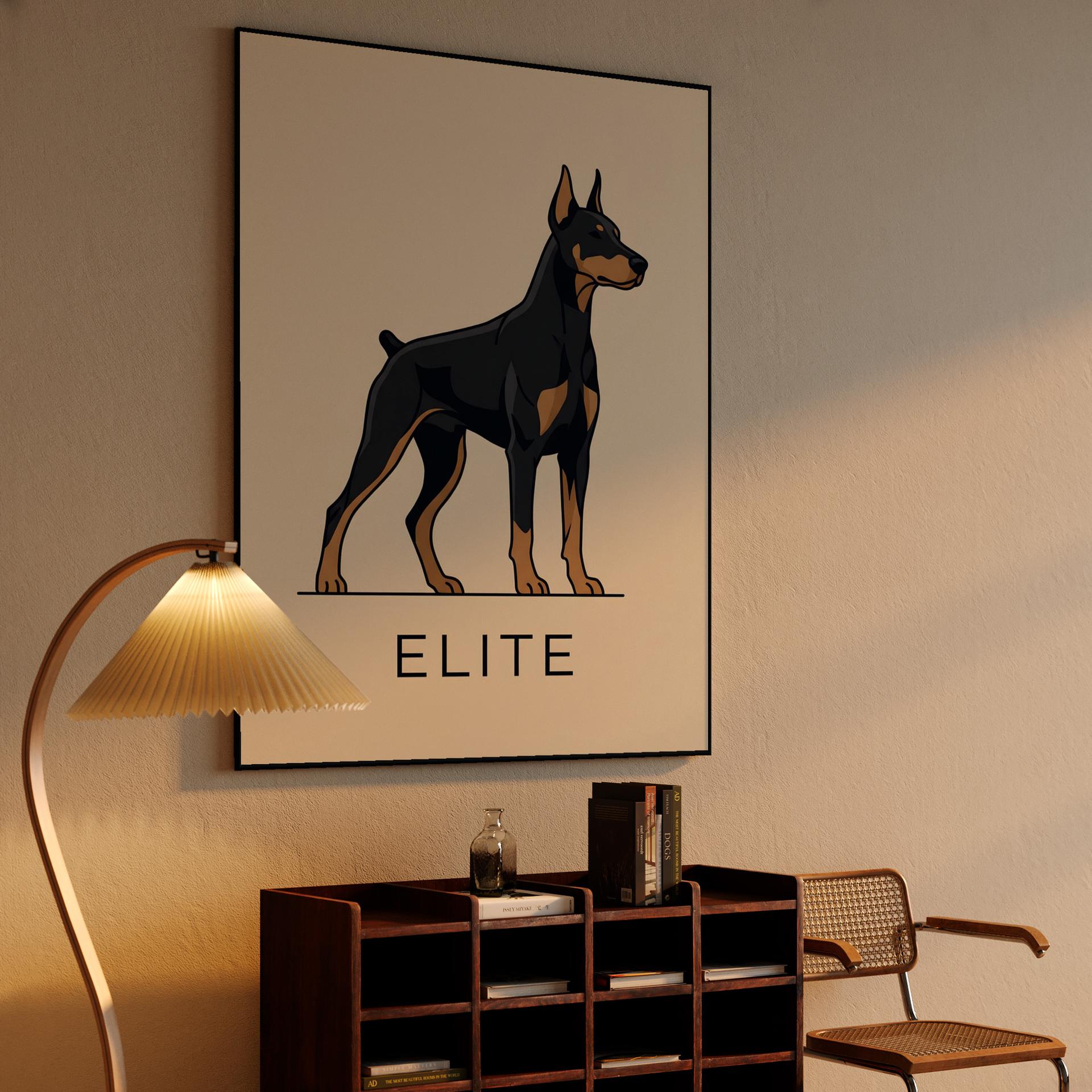 Elite Doberman: Minimalist Flat Illustration