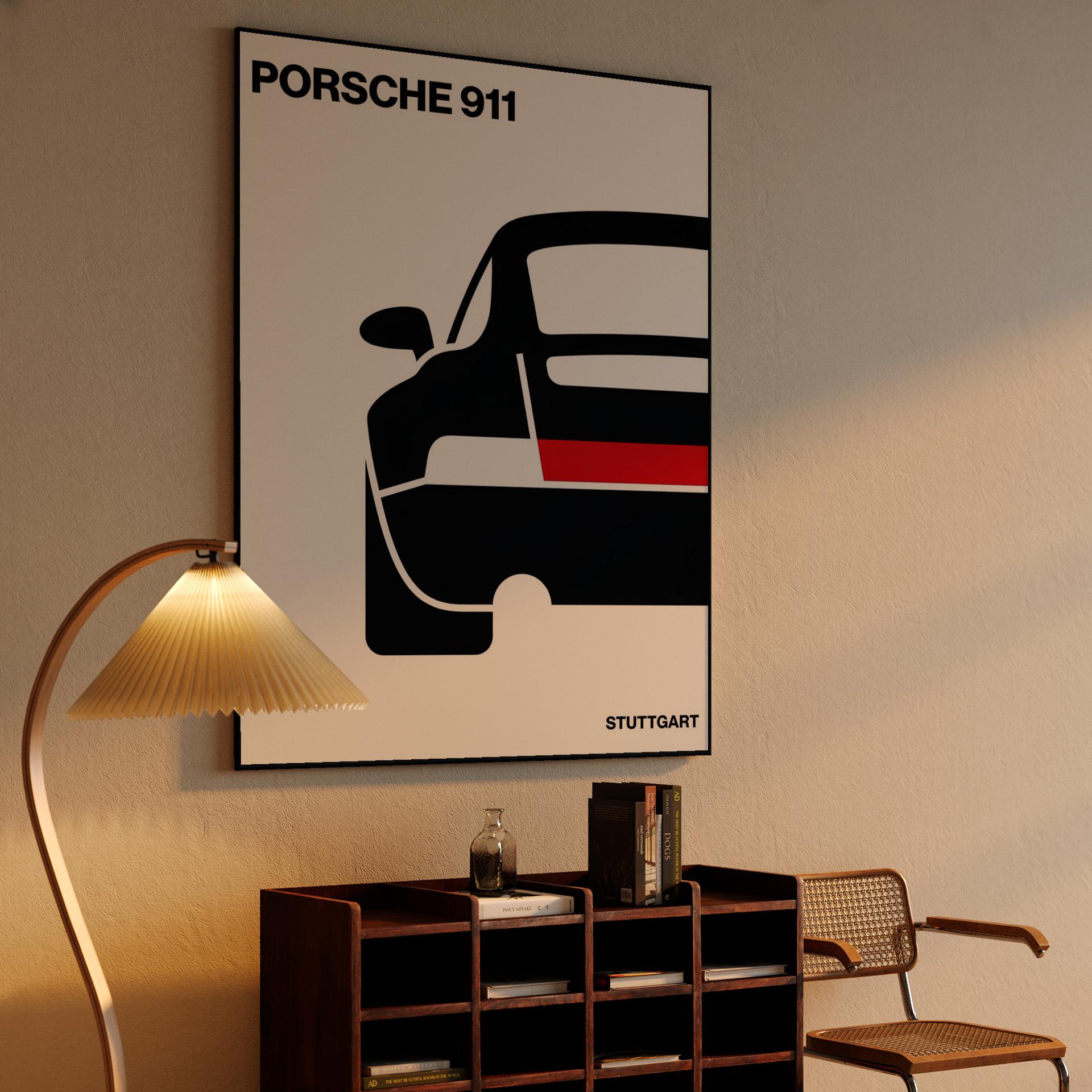 Porsche 911 Minimalist Rear View - Stuttgart Edition