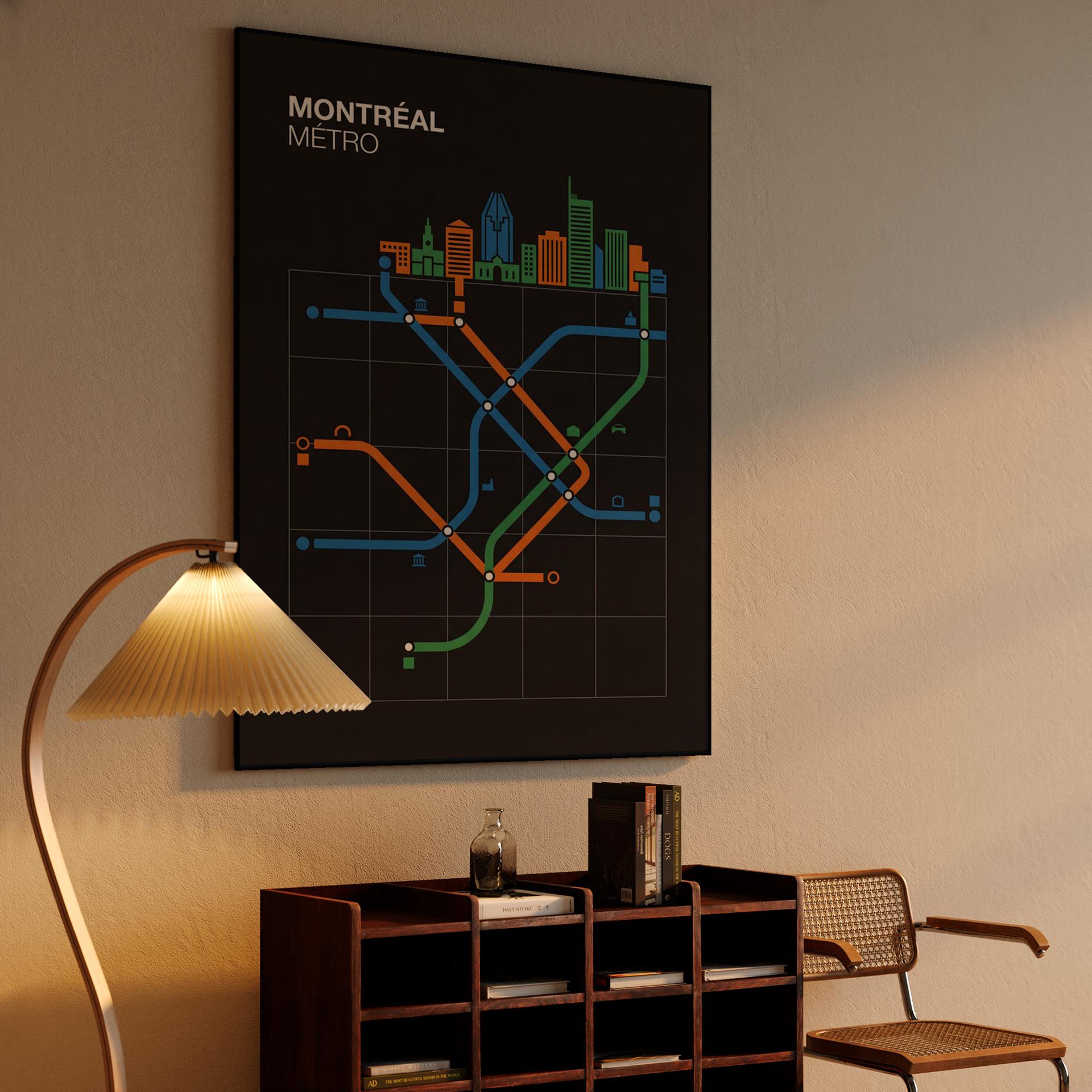 Montreal Metro Minimalist Transit Map