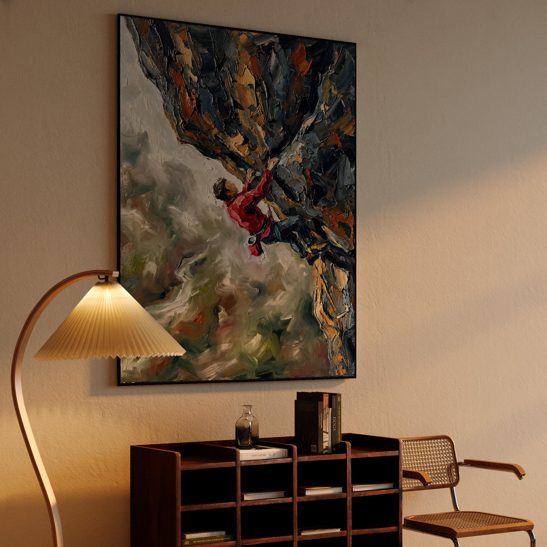 The Ascendant's Resolve: Impasto Rock Climbing