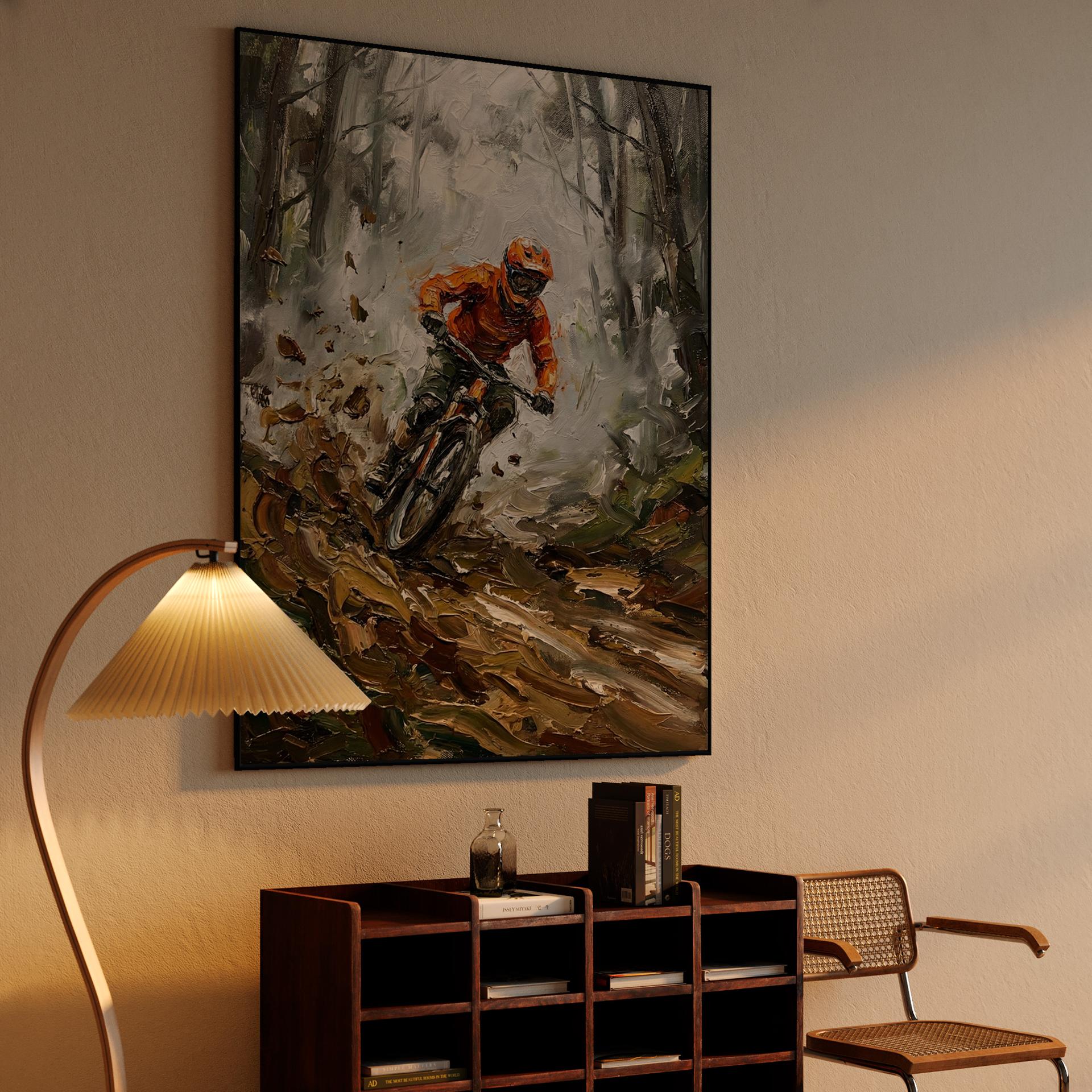 Mud and Momentum: Impasto Mountain Biking Action