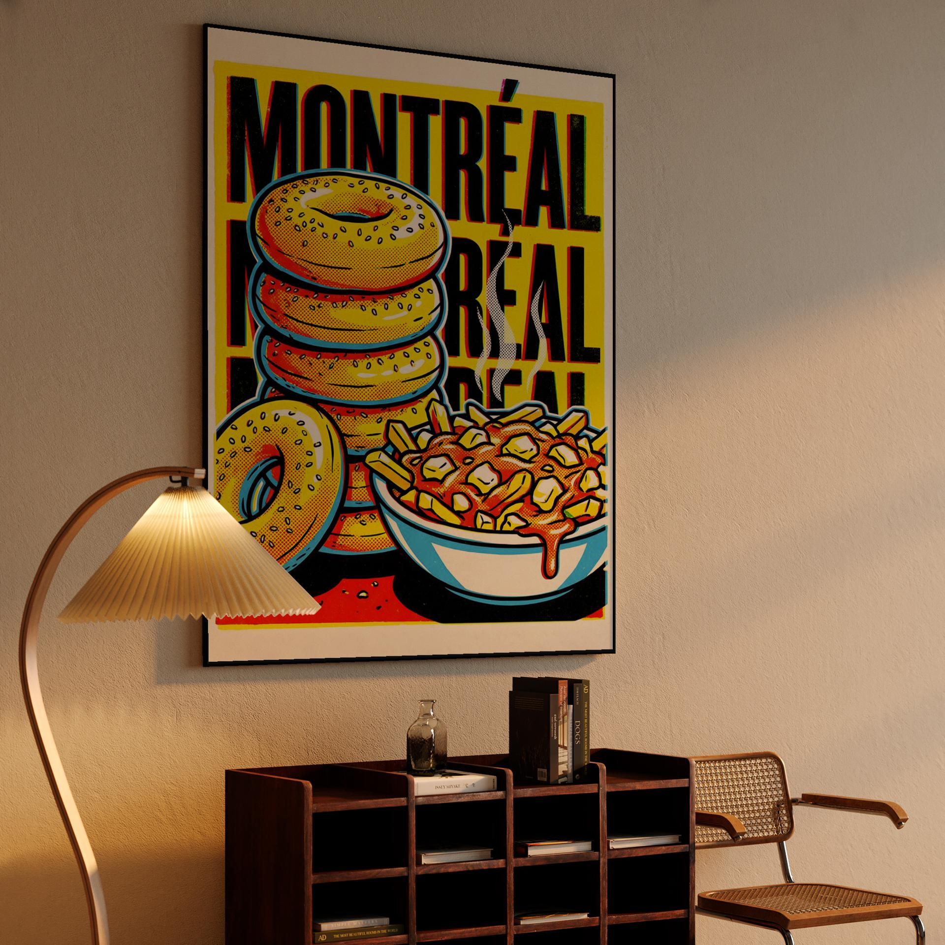Montreal Comfort Food Pop Art: Bagels and Poutine