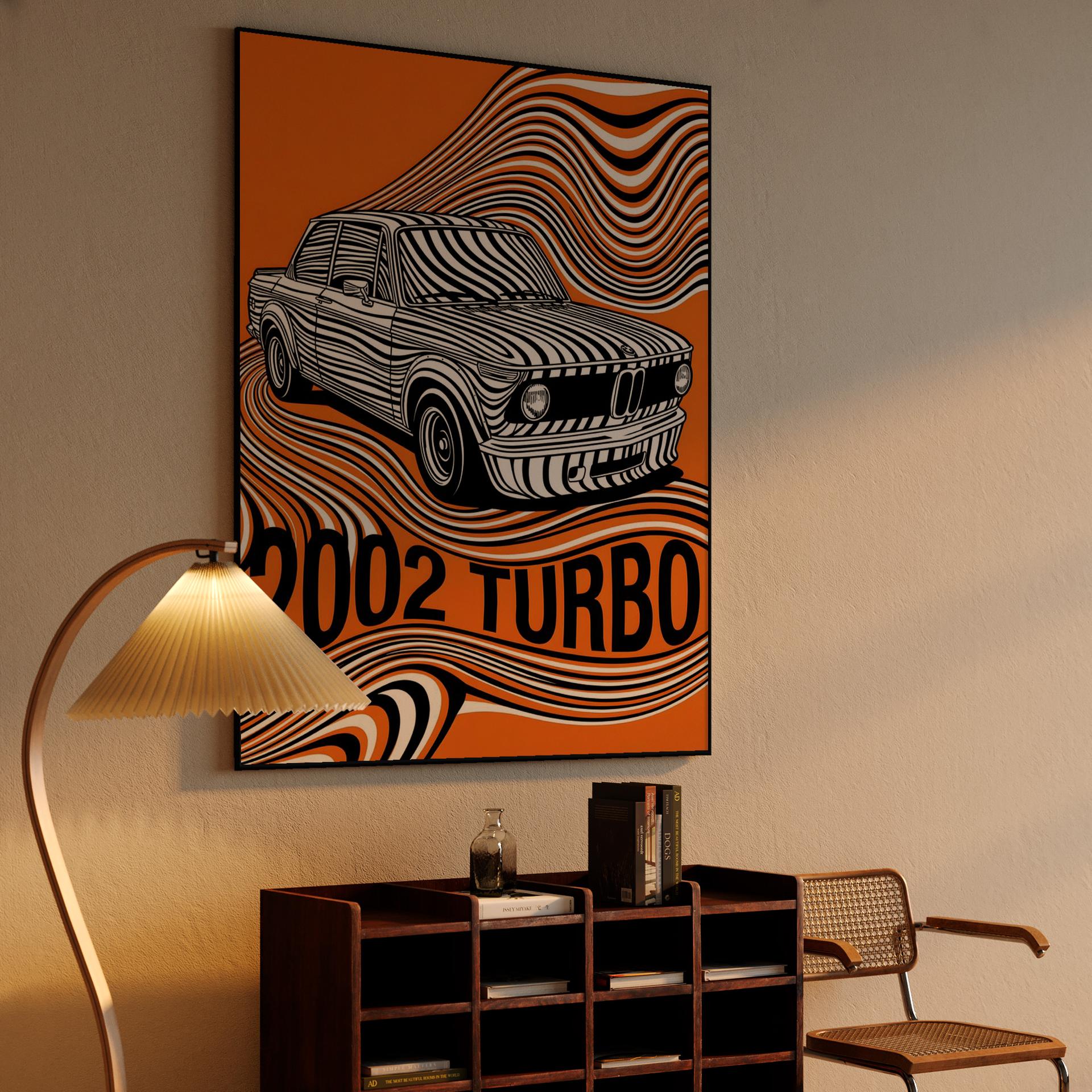 BMW 2002 Turbo Psychedelic Op Art Poster