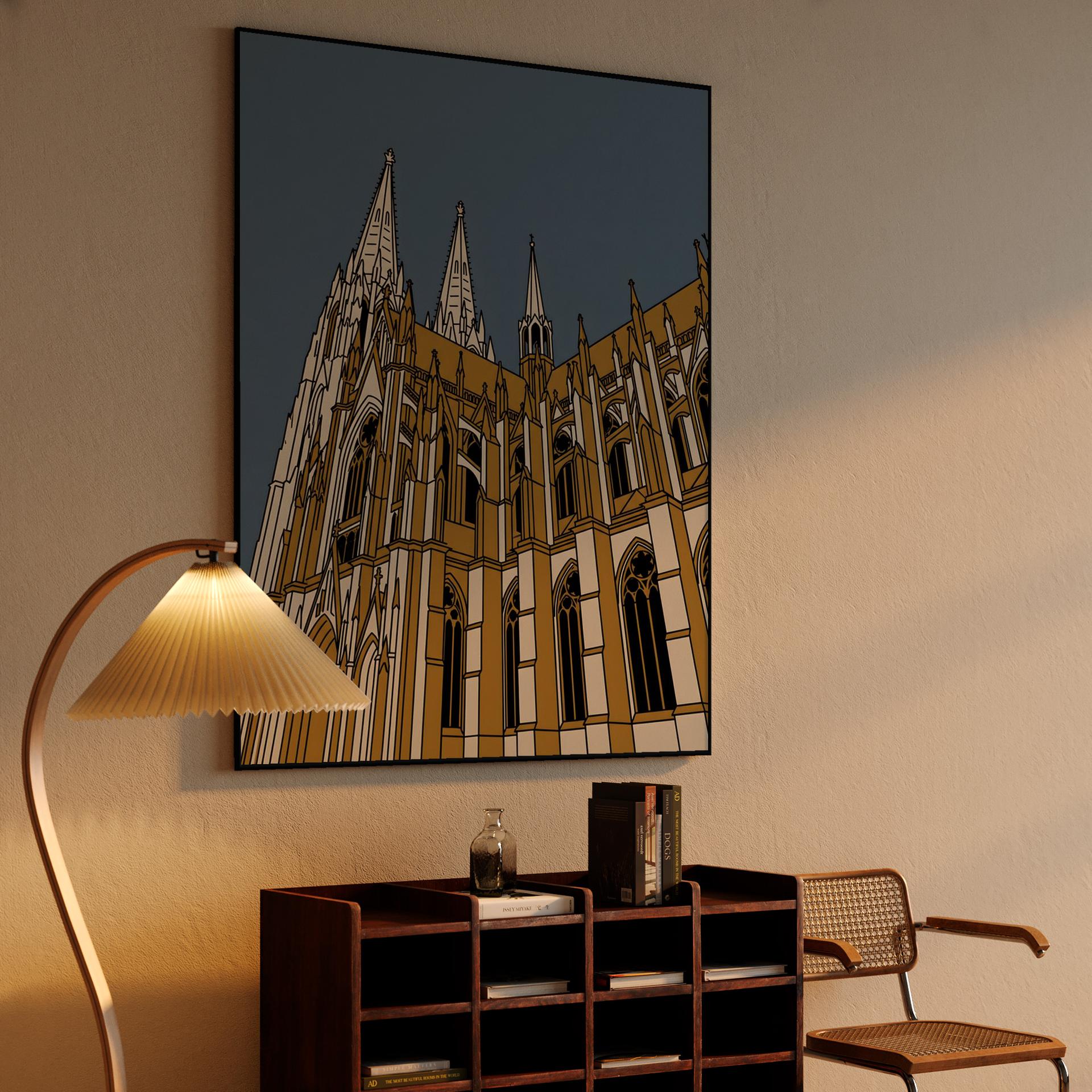 Cologne Cathedral Golden Spires Illustration