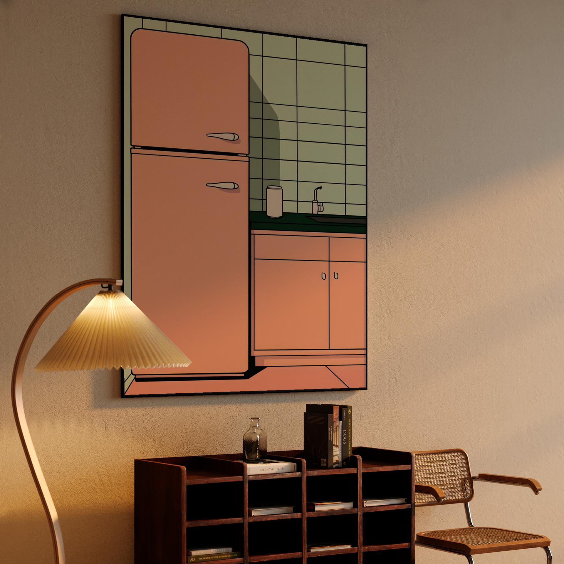 Pastel Pink Retro Kitchen