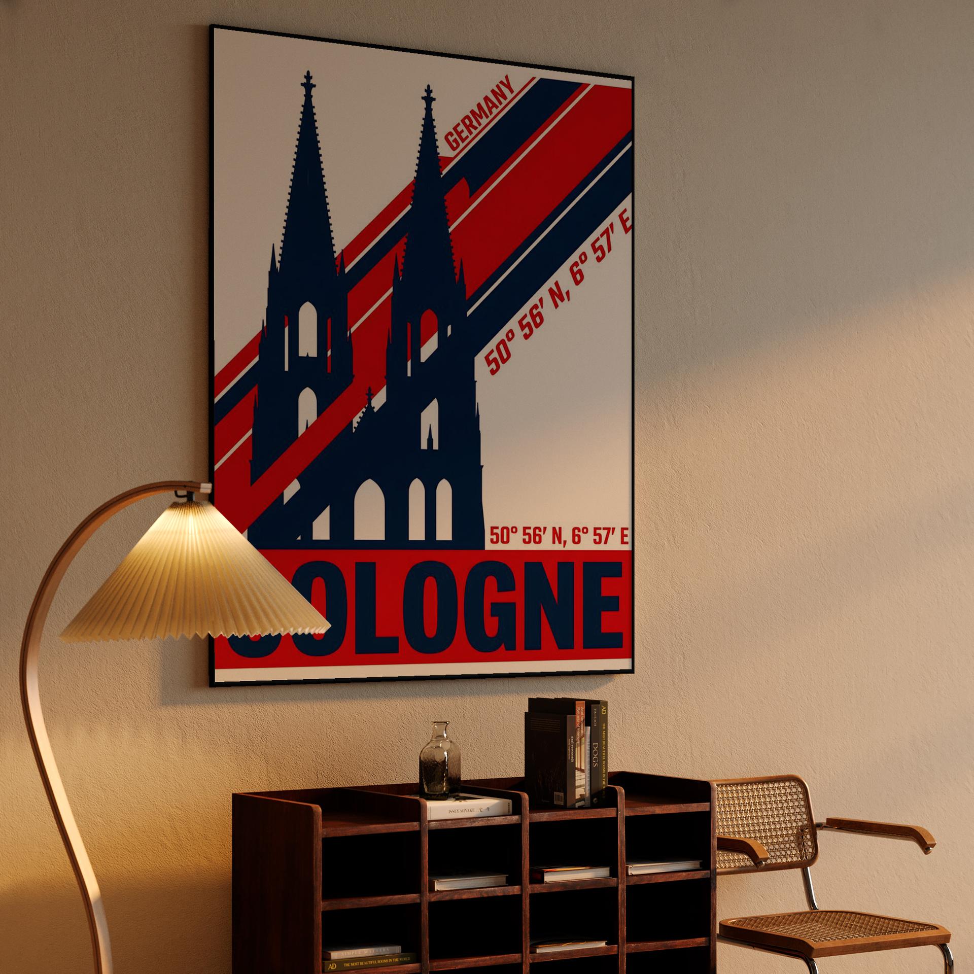 Cologne Cathedral Topographic Travel Poster