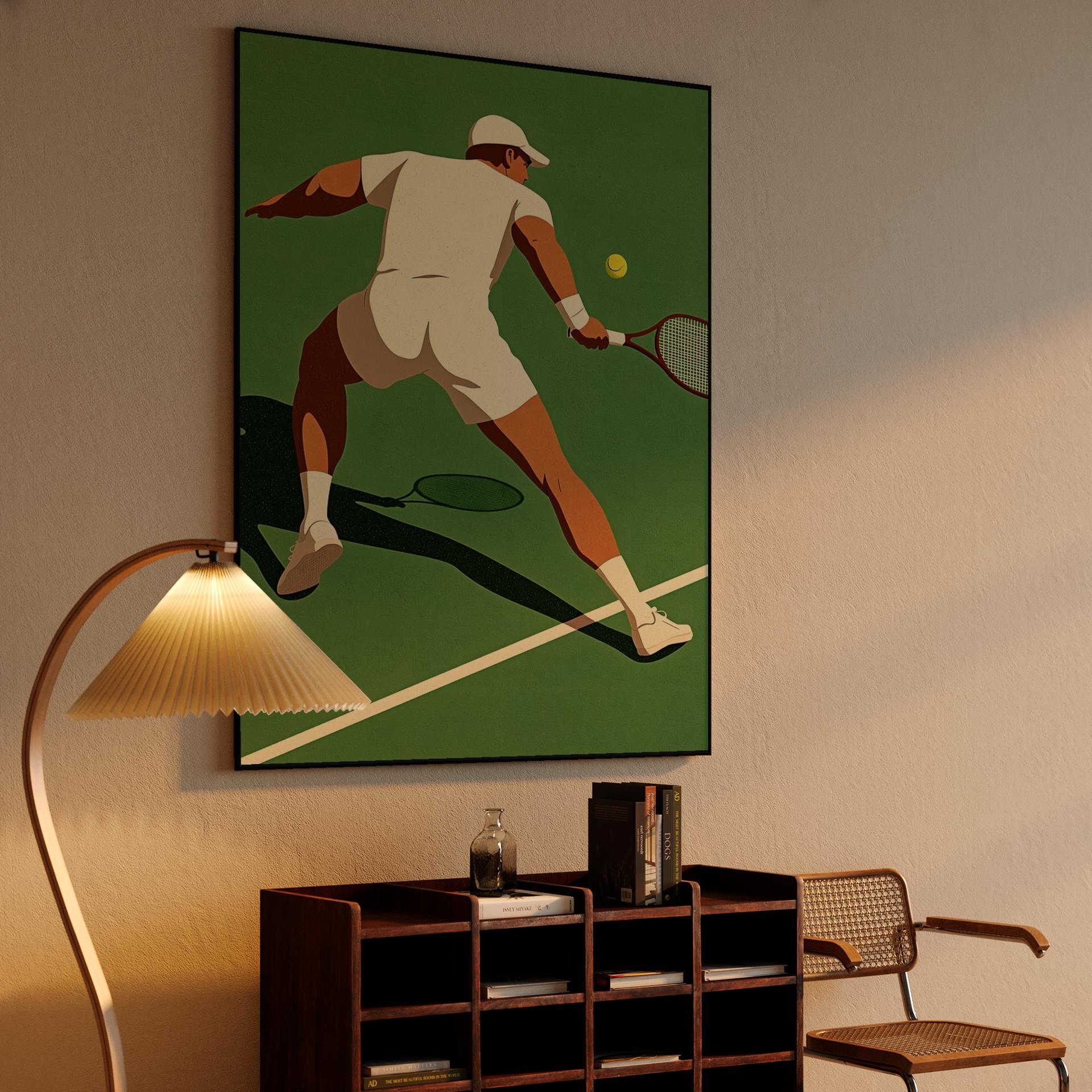 Green Court Tennis Action