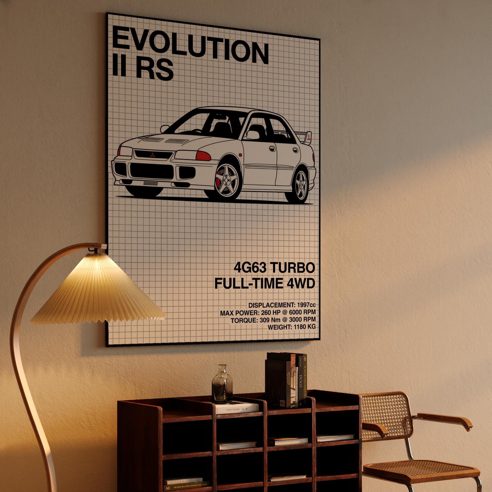 Mitsubishi Lancer Evolution II RS Technical Spec Illustration
