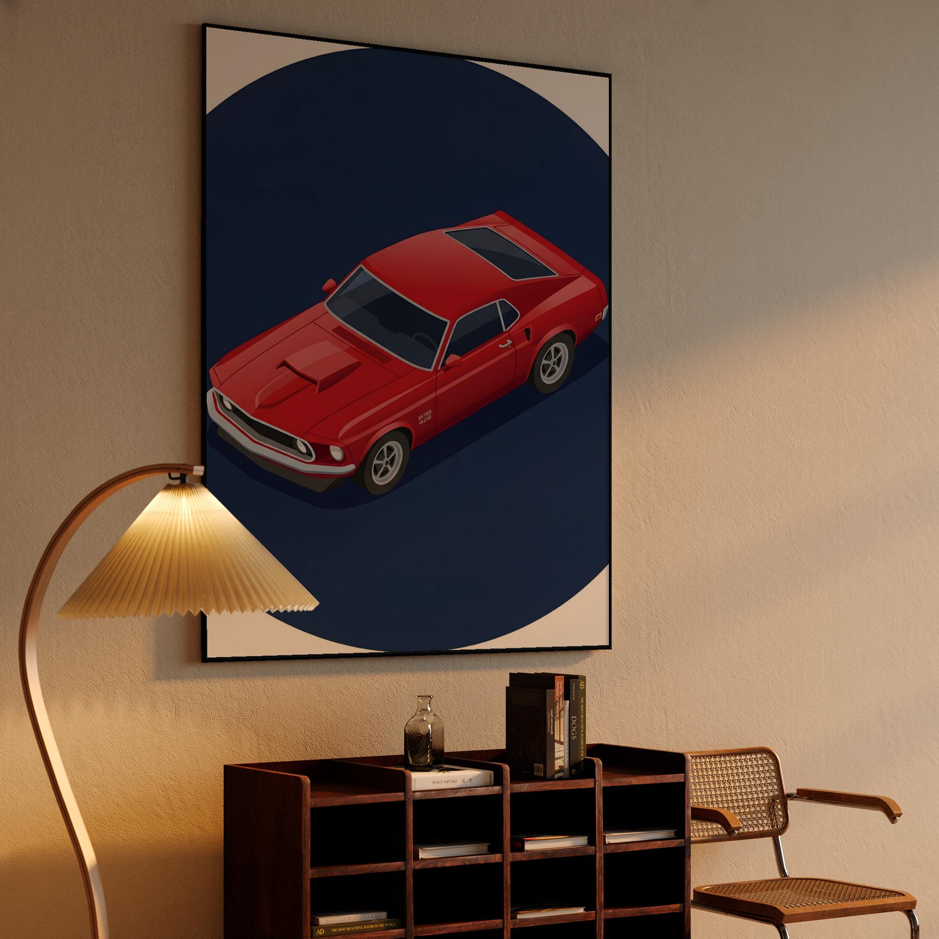 Red Mustang Boss 429 Isometric Illustration