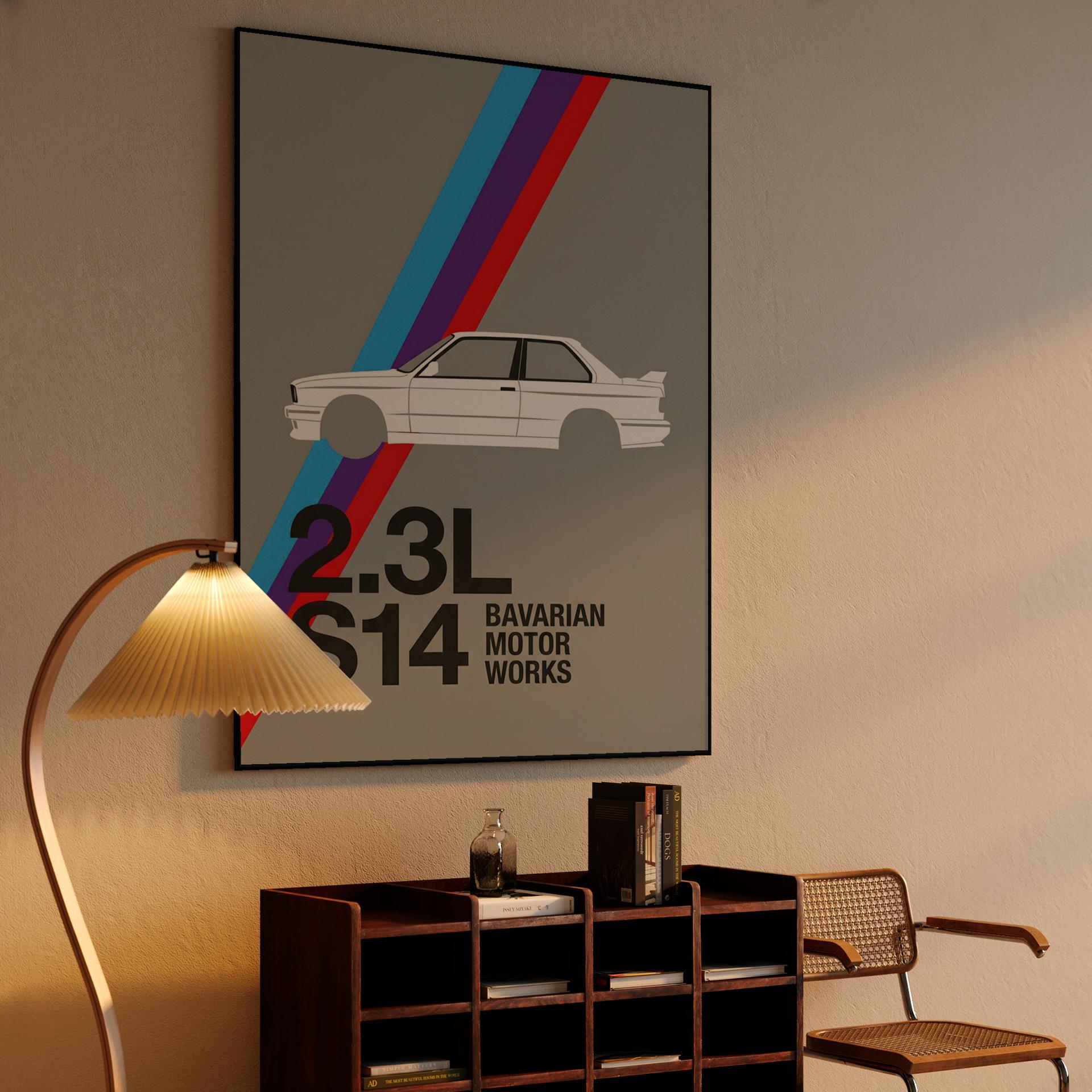 BMW E30 M3 S14 Minimalist Graphic