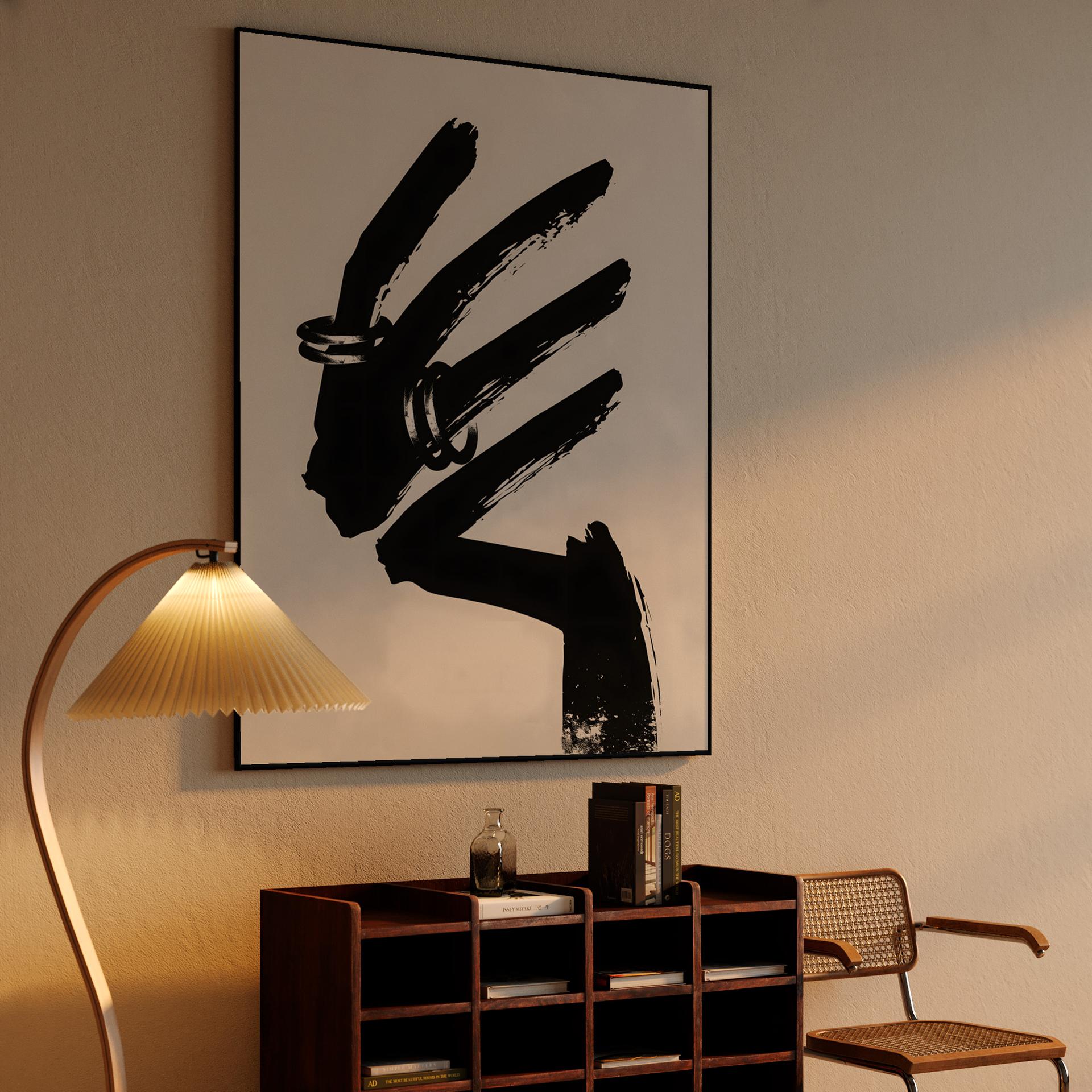 Abstract Ink Hand with Rings