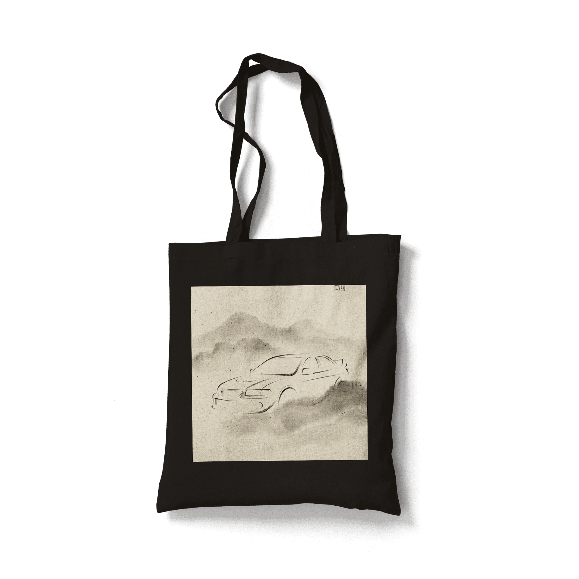 Mitsubishi Lancer Evolution Minimalist Sumi-e Ink Wash Painting