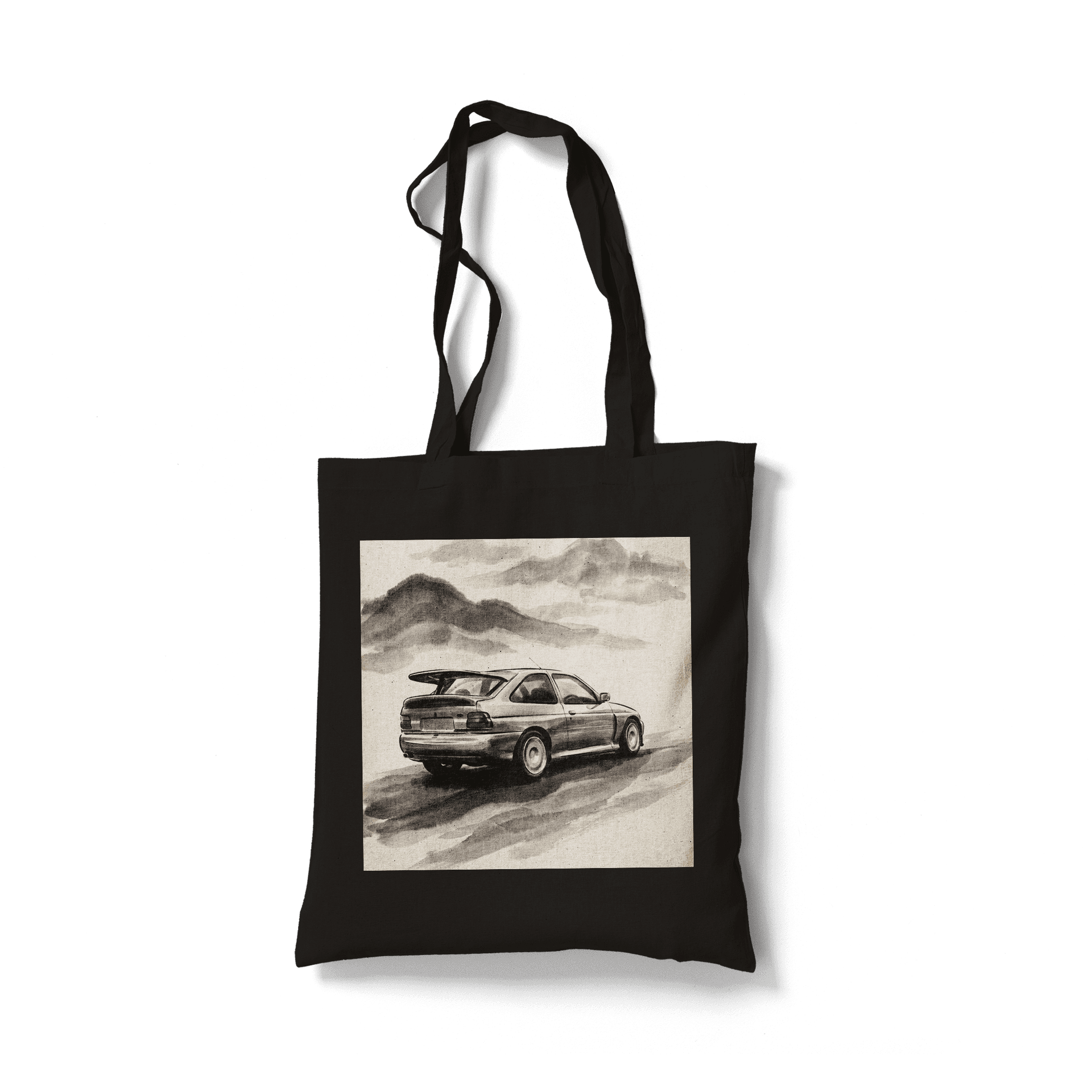 Ford Escort Cosworth Minimalist Sumi-e Ink Wash Painting