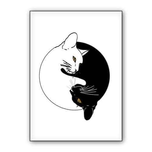 Yin and Yang cats wall art poster