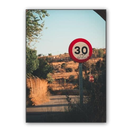 Traffic sign - Fuentes Claras reservoir, Ávila wall art poster