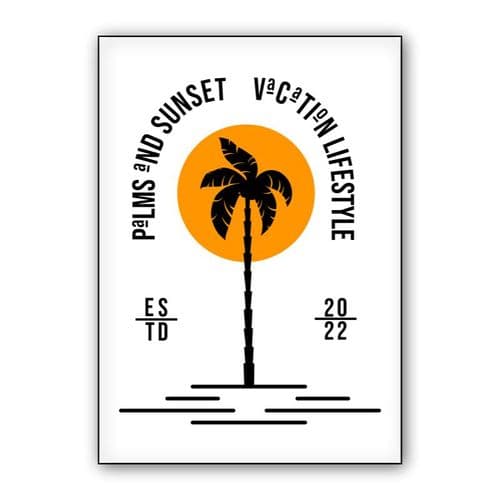 Palms and sunset wall art poster