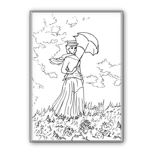 Woman with umbrella wall art poster