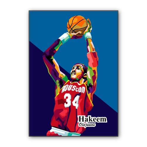 Hakeem Olajuwon in best basketball players wall art poster