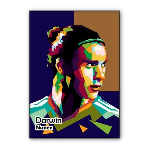 Footballer  Darwin Nunez in amazing wpap pop illustration wall art poster