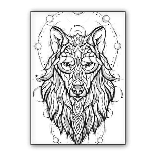 Abstract geometric wolf wall art poster