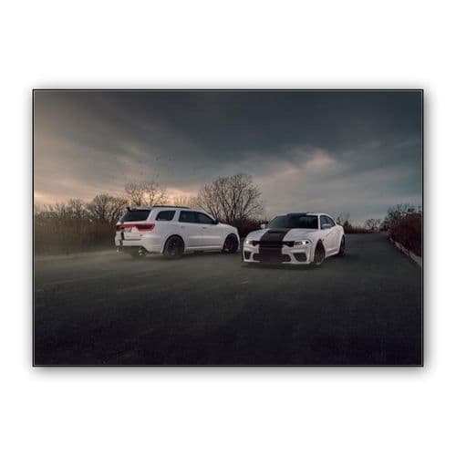 Dodge Charger Scat Pack Widebody & Dodge Durango SRT Hellcat wall art poster
