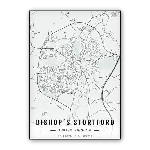 Bishop's Stortford map wall art poster