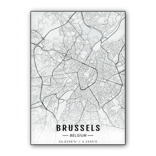 Brussels map wall art poster