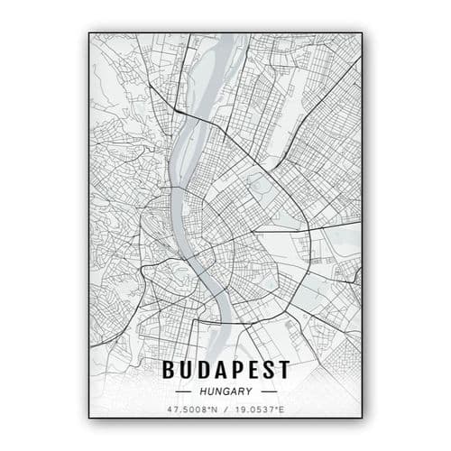 Budapest map wall art poster