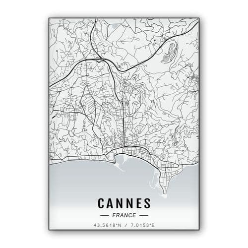 Cannes map wall art poster