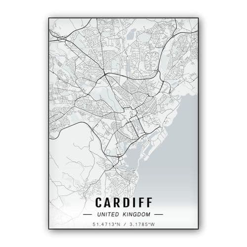 Cardiff map wall art poster
