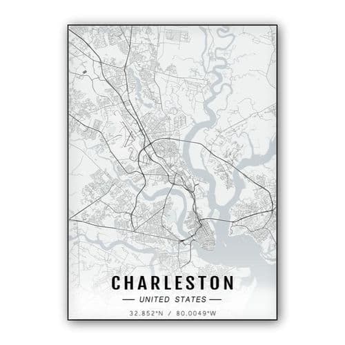 Charleston map wall art poster