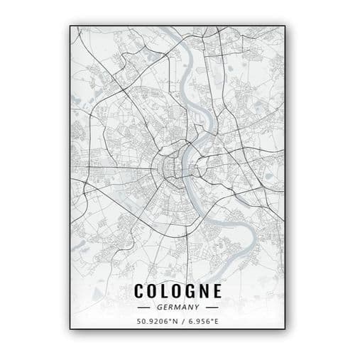 Cologne map wall art poster