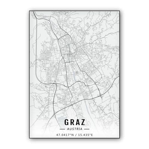 Graz map wall art poster