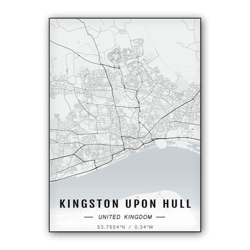 Kingston Upon Hull map wall art poster
