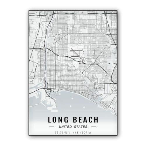 Long Beach map wall art poster