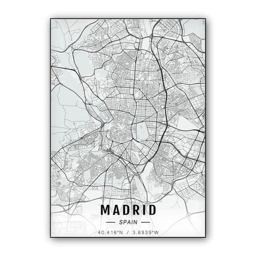 Madrid map wall art poster