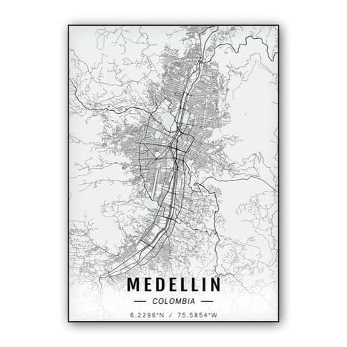 Medellin map wall art poster