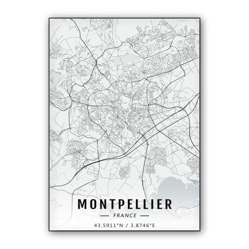 Montpellier map wall art poster