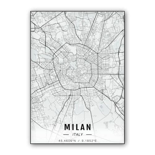 Milan map wall art poster