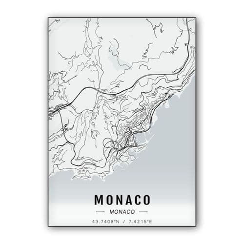 Monaco map wall art poster