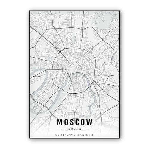Moscow map wall art poster