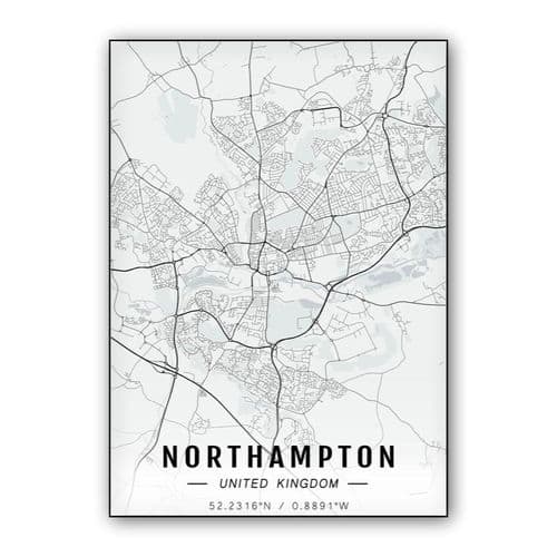Northampton map wall art poster