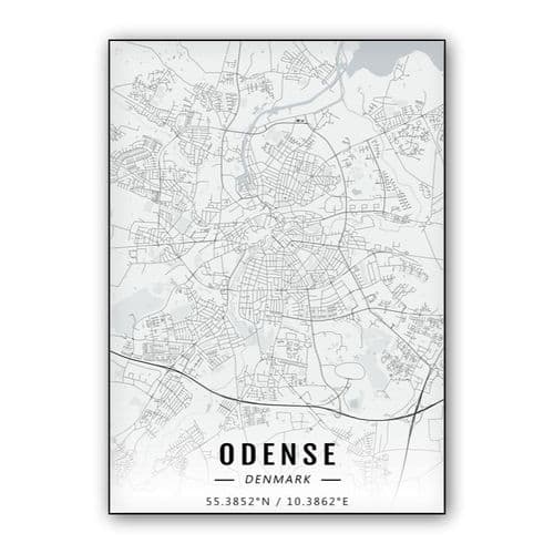 Odense map wall art poster