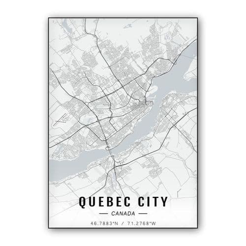 Quebec City map wall art poster