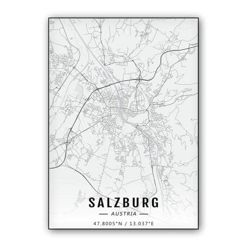 Salzburg map wall art poster